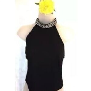 Vintage Lillie Rubin rhinestone top M black